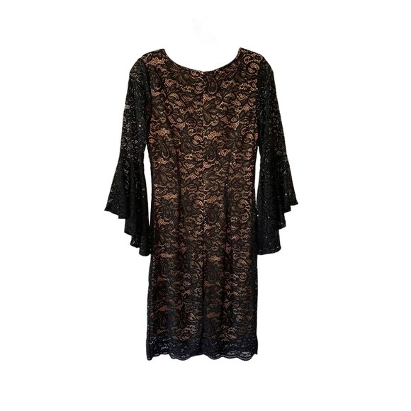 NEW YORK & COMPANY Black Lace & Sequins Bell-Sleeve Cocktail Dress NWT Size XS - Picture 7 of 8